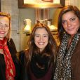Gabrielle Lazure, sa fille Emma et Nathalie Alfon (RP UGG) assistent au cocktail d'ouverture de la boutique UGG rue du Four a Paris. Le 12 decembre 2013  