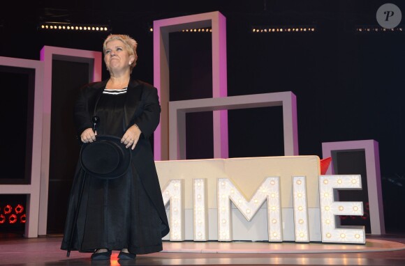 Mimie Mathy a reçu les insignes de Chevalier de l'Ordre National du Mérite des mains de Jean-Claude Camus à l'issue de son spectacle "Je re-papote avec vous" au théâtre de la Porte Saint-Martin à Paris, le 13 decembre 2013.
