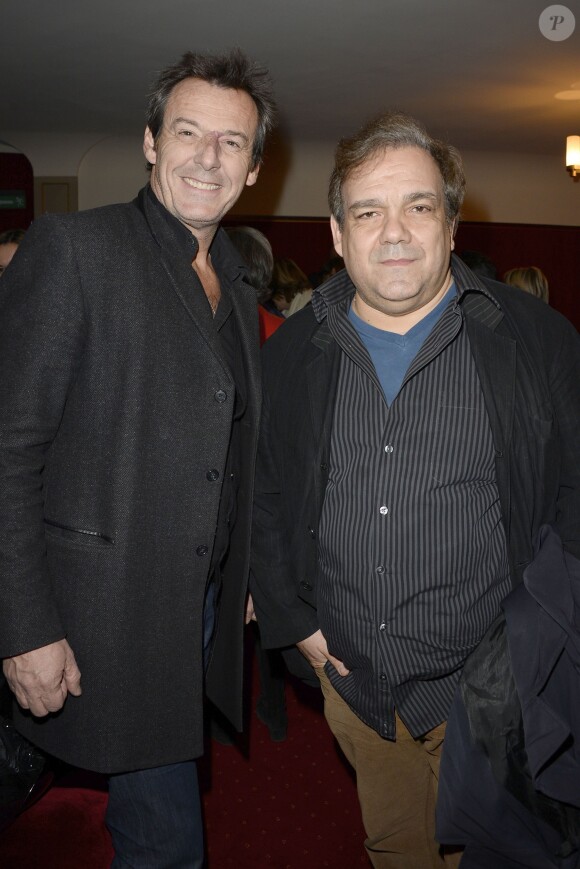Jean-Luc Reichmann et Didier Bourdon au théâtre de la Porte Saint-Martin à Paris, le 13 decembre 2013.
