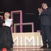Mimie Mathy a reçu les insignes de Chevalier de l'Ordre National du Mérite des mains de Jean-Claude Camus à l'issue de son spectacle "Je re-papote avec vous" au théâtre de la Porte Saint-Martin à Paris, le 13 decembre 2013.