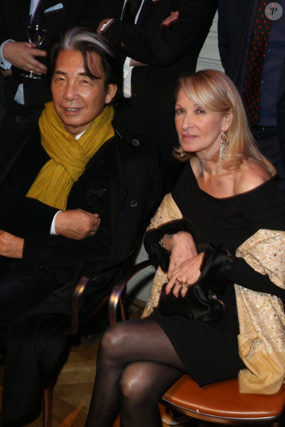 Exclusif - Kenzo Takada et Ruth Obadia -à la 18eme édition de la vente aux enchères des Sapins de Noël des créateurs a l'hôtel Salomon de Rothschild à Paris, le 9 décembre 2013.