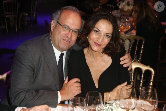 Exclusif - David Khayat et Nathalie Rykiel à la 18eme édition de la vente aux enchères des Sapins de Noël des créateurs a l'hôtel Salomon de Rothschild à Paris, le 9 décembre 2013.