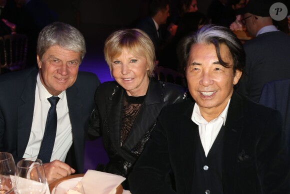 Exclusif - Yves Carcelle, Marie-Christiane Marek et Kenzo Takada à la 18eme édition de la vente aux enchères des Sapins de Noël des créateurs a l'hôtel Salomon de Rothschild à Paris, le 9 décembre 2013.
