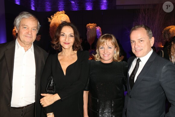 Exclusif - Nathalie Rykiel, Michael Burke et sa femme Bridget à la 18eme édition de la vente aux enchères des Sapins de Noël des créateurs a l'hôtel Salomon de Rothschild à Paris, le 9 décembre 2013.