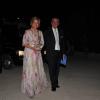Le roi Constantin et la reine Anne-Marie de Grèce lors du mariage du prince Nikolaos et de la princesse Tatiana le 25 août 2010 à Spetses.