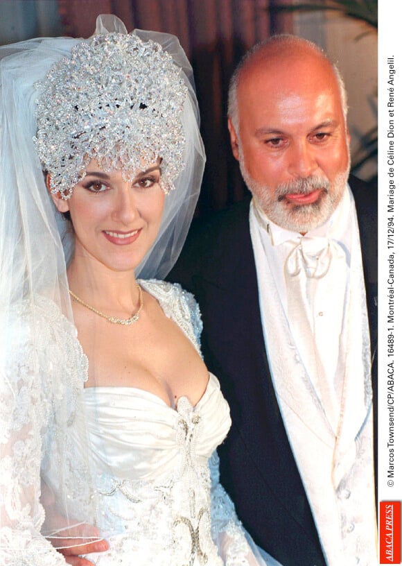 Céline Dion et René Angélil, lors de leur mariage, à Montréal, le 17 décembre 1994.