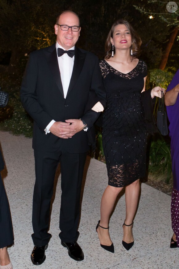 Le Prince Albert II de Monaco et Charlotte Casiraghi enceinte, élégants pour assister au Diner de charité organisé par les Amis du Nouveau Musée National à la Villa Paloma, Monaco le 17 septembre 2013.