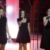 Lorie, Alizée et Elodie Frégé lors de la soirée Samedi soir on chante Piaf, diffusée sur TF1 le vendredi 17 janvier 2014