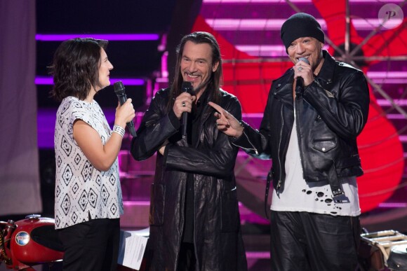 Exclusif - Estelle Denis, Florent Pagny et Pascal Obispo lors de l'enregistrement de l'émission Samedi soir on chante Piaf, diffusée le 17 janvier 2014 sur TF1 