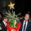 Lady Gaga, coiffée d'un sapin de Noel, à Londres le 8 décembre 2013.