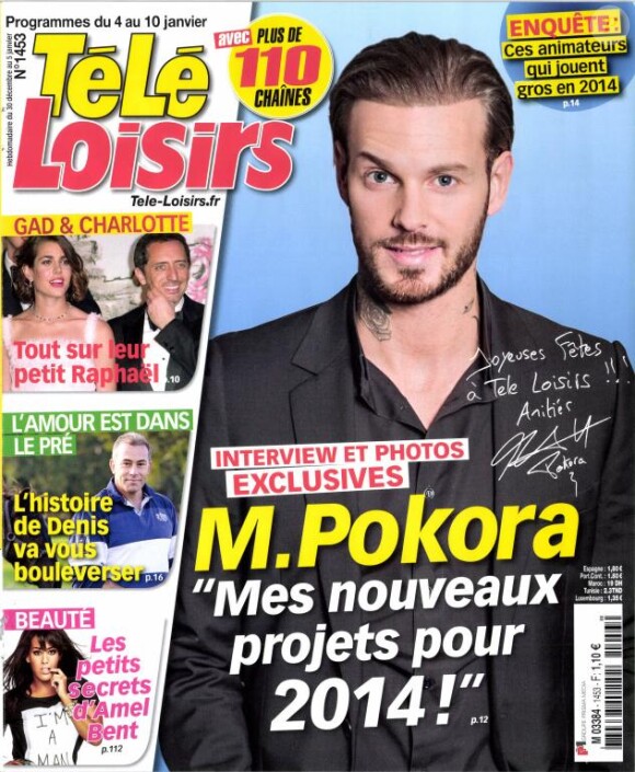 M. Pokora en couverture du Télé-Loisirs en kiosques le lundi 30 décembre 2013.