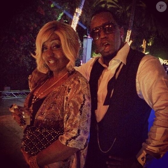 Diddy et sa mère Janice au soir du Nouvel An à la Versace Mansion. Miami, le 31 décembre 2013.