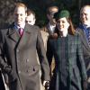 Le prince William avec son épouse la duchesse Catherine à Sandringham le 25 décembre 2013 pour la messe de Noël