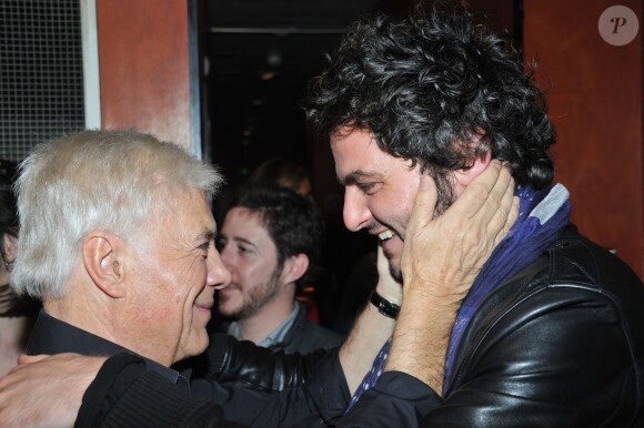 Exclusif - Guy Bedos et Matthieu Chedid pour "La der des der" de Guy Bedos à l'Olympia à Paris, le 23 décembre 2013.