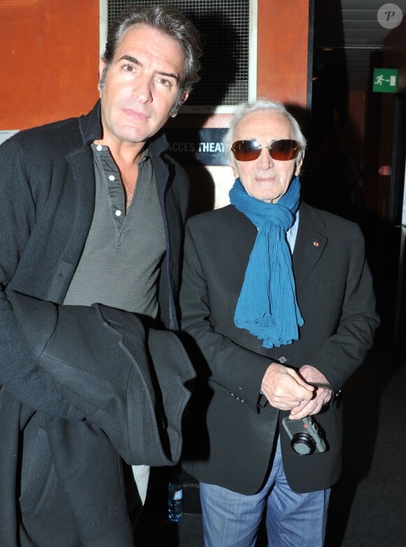 Exclusif - Jean Dujardin, Charles Aznavour pour "La der des der" de Guy Bedos à l'Olympia à Paris, le 23 décembre 2013.