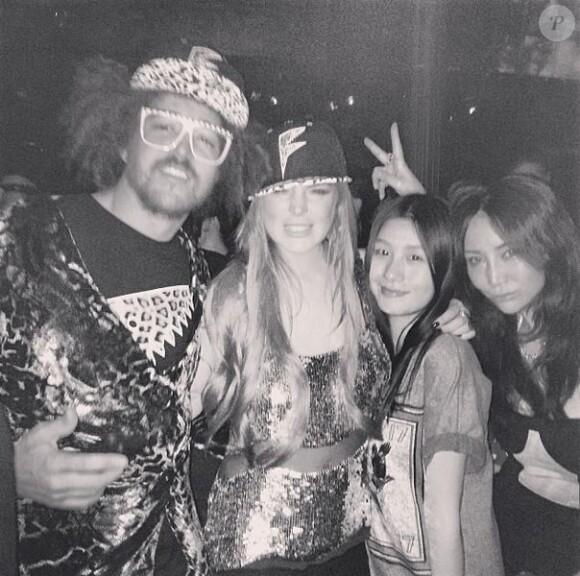 Lindsay Lohan fait la fête avec Redfoo, à Shanghai, le 6 janvier 2014