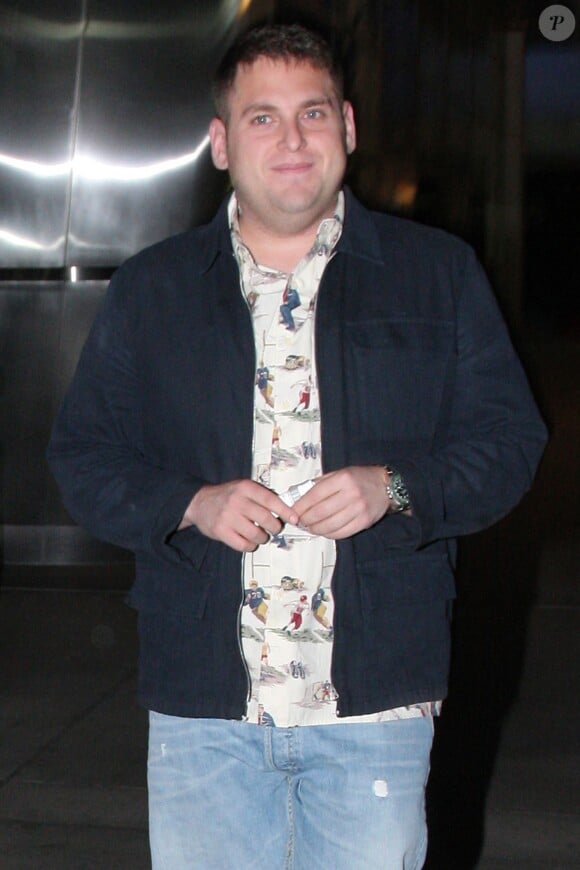 Exclusive - Jonah Hill treated a date to a screening of his own film, "The Wolf Of Wall Street" at ArcLight Cinemas in Hollywood, Los Angeles, CA, USA on December 29, 2013. The 30-year-old actor wore a blue jacket over a vintage football patterned shirt and a pair of jeans for his movie date night. Photo by GSI/ABACAPRESS.COM30/12/2013 - Los Angeles