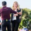 Katherine Heigl retrouve Mario Lopez sur le plateau de l'émission Extra à Universal City le 10 janvier 2014.
