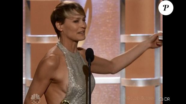 Un malencontreux incident de robe pour Robin Wright aux Golden Globes 2014.