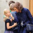  La reine Sofia d'Espagne à Genève le 28 septembre 2013, à l'occasion du 14e anniversaire de son petit-fils Juan Valentin, fils de l'infante Cristina et Iñaki Urdangarin 