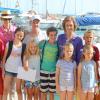 Sofia, Elena, Letizia et Cristina d'Espagne avec les enfants en vacances à Palma de Majorque le 2 août 2013