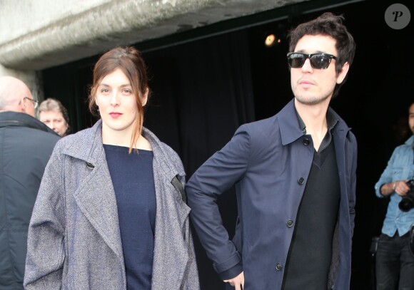 Valérie Donzelli et Jérémie Elkaïm lors des arrivées au défilé de mode Hommes Automne-Hiver 2014/2015 "Dior Homme" à Paris, le 18 janvier 2014.