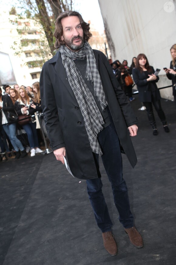 Frédéric Beigbeder lors des arrivées au défilé de mode Hommes Automne-Hiver 2014/2015 "Dior Homme" à Paris, le 18 janvier 2014.