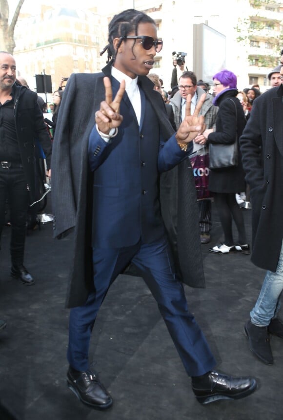 ASAP Rocky lors des arrivées au défilé de mode Hommes Automne-Hiver 2014/2015 "Dior Homme" à Paris, le 18 janvier 2014.