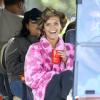 Nina Agdal sur le tournage de scènes du film Entourage, apdaté de la série du même nom. Miami, le 17 janvier 2014.