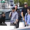 Kevin Dillon, Jerry Ferrara et, Kevin Connolly en plein tournage du film Entourage à Miami. Le 17 janvier 2014.
