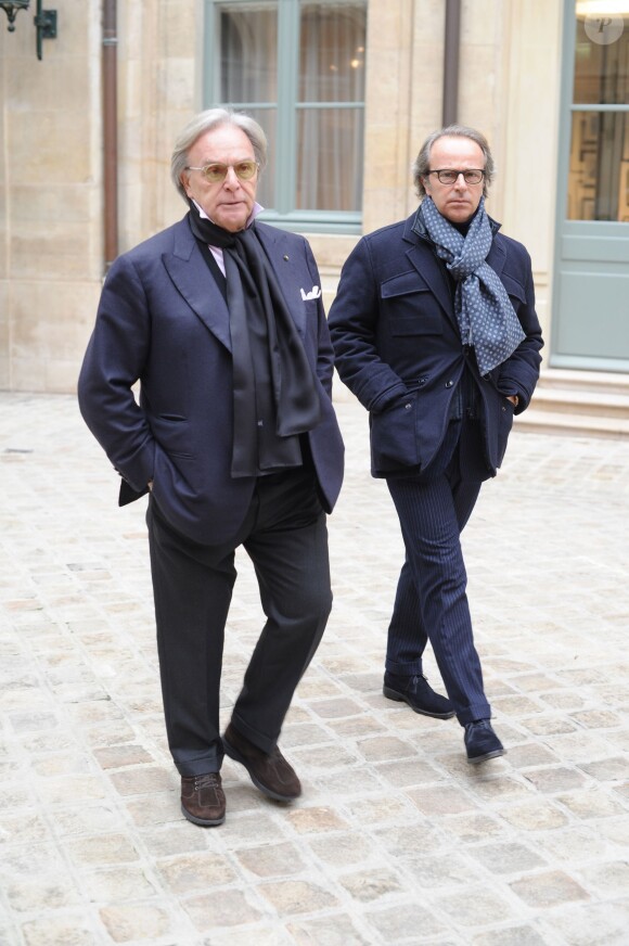 Diego Della Valle (propriétarie de Schiaparelli) et Andrea Della Valle au défilé Schiaparelli Haute couture printemps-été 2014 à Paris, le 20 janvier 2014.