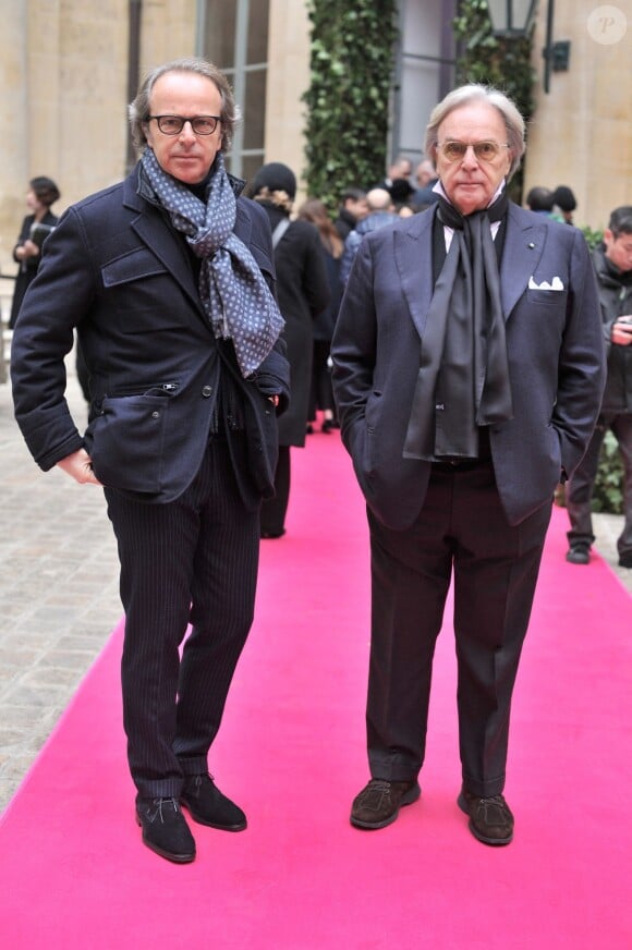 Andrea Della Valle et Diego Della Valle au défilé Schiaparelli Haute couture printemps-été 2014 à Paris, le 20 janvier 2014.