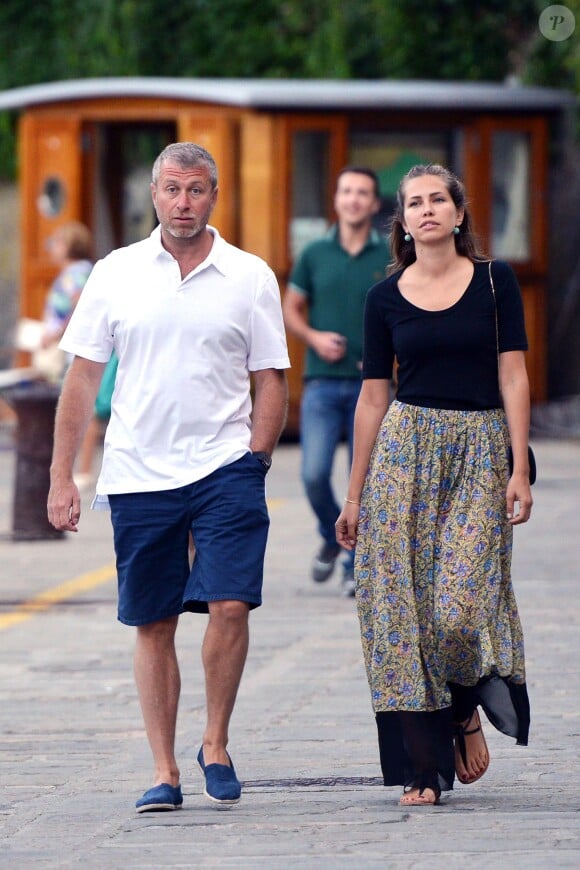 Roman Abramovitch et sa compagnoe Dasha Zhukova en vacances à Portofino. Le 2 septembre 2013.