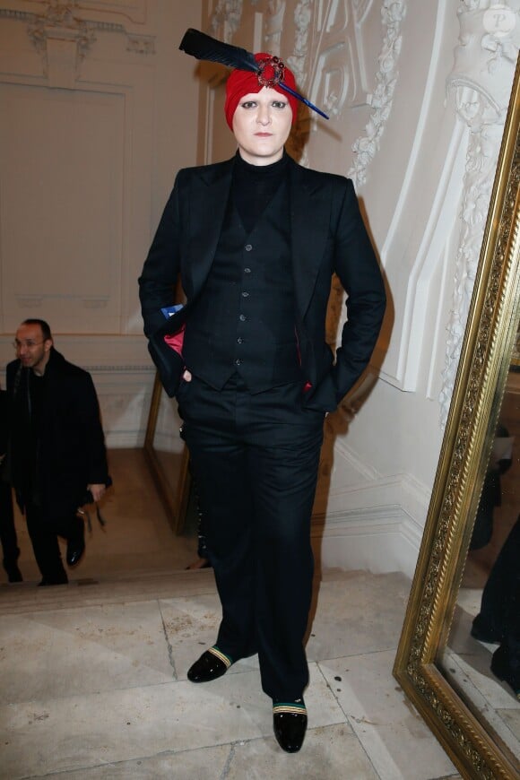 Ali Mahdavi assiste au défilé haute couture printemps-été 2014 de Jean Paul Gaultier, dans son atelier situé dans le 3e arrondissement. Paris, le 22 janvier 2014.