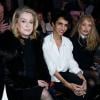 Catherine Deneuve, Farida Khelfa et Arielle Dombasle assistent au défilé haute couture printemps-été 2014 de Jean Paul Gaultier, dans son atelier situé dans le 3e arrondissement. Paris, le 22 janvier 2014.