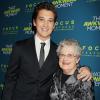 Miles Teller et sa grand-mère à la première du film That Awkward Moment à New York le 22 janvier 2014.