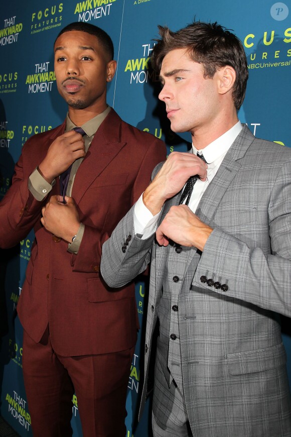 Michael B. Jordon et Zac Efron à la première du film That Awkward Moment à New York le 22 janvier 2014.