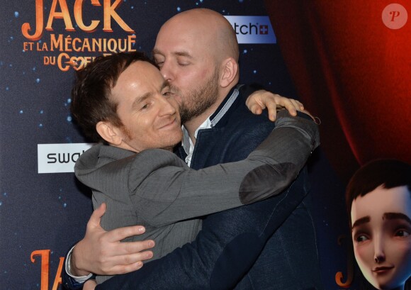 Mathias Malzieu et Stephane Berla lors de la première du film Jack et la mécanique du coeur à Paris le 26 janvier 2014.
