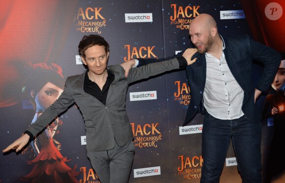 Mathias Malzieu et Stephane Berla lors de la première du film Jack et la mécanique du coeur à Paris le 26 janvier 2014.