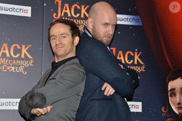 Mathias Malzieu et Stephane Berla lors de la première du film Jack et la mécanique du coeur à Paris le 26 janvier 2014.