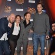 Stéphane Berla, Babet, Mathias Malzieu et Grand Corps Malade lors de la première du film Jack et la mécanique du coeur à Paris le 26 janvier 2014.