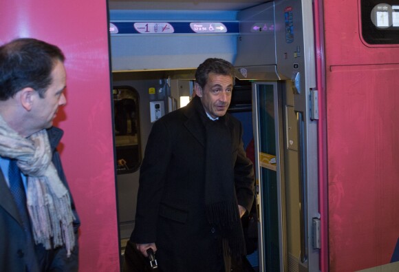 Carla Bruni et Nicolas Sarkozy arrivent à Lyon le 23 janvier 2013.