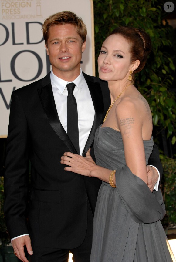 Angelina Jolie et Brad Pitt lors des Golden Globes à Los Angeles le 15 janvier 2007