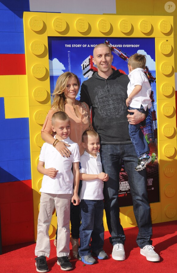 Steve Blake et sa famille lors de l'avant-première de Lego Movie à Los Angeles, le 1er février 2014.