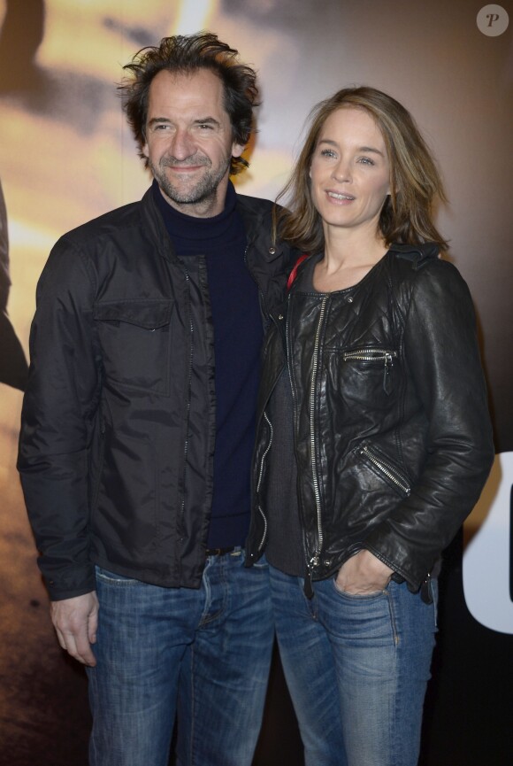 Stéphane De Groodt et sa femme Odile d'Oultremont à l'avant-première du film Mea Culpa à Paris, le 2 février 2014.