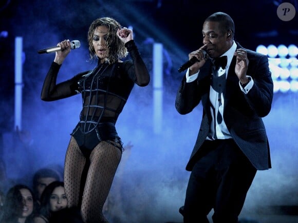 Beyoncé et Jay-Z à le 56e cérémonie des Grammy Awards au Staples Center de Los Angeles, le 26 janvier 2014.