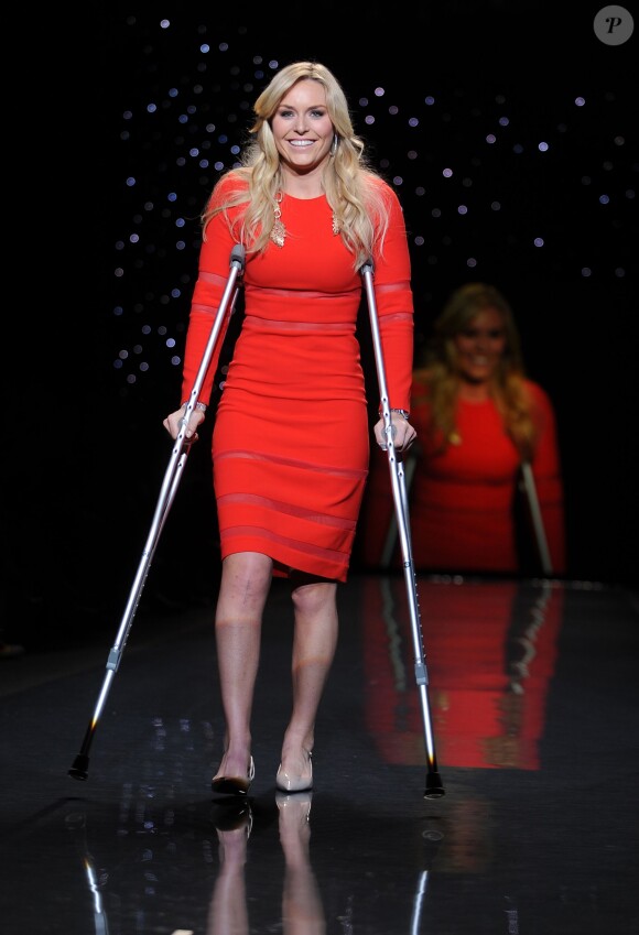 La skieuse américaine Lindsey Vonn lors du défilé "The Red Dress Collection Runway" durant la Fashion Week de New York le 6 février 2014.