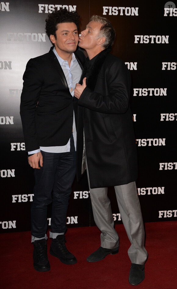 Kev Adams, Franck Dubosc lors de la première du film Fiston au Grand Rex à Paris, le 10 février 2014.