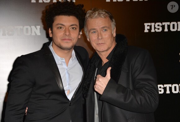 Kev Adams, Franck Dubosc lors de la première du film Fiston au Grand Rex à Paris, le 10 février 2014.