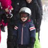 Le prince Henrik de Danemark, 4 ans, aux sports d'hiver à Villars-sur-Ollon, le 12 février 2014.